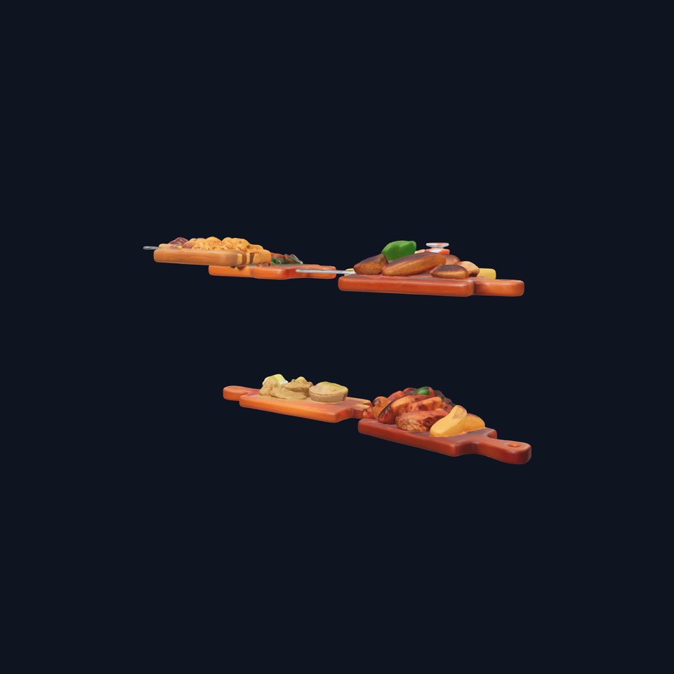 Boutique BBQ Spread Premium Dining Wooden Boards model pack